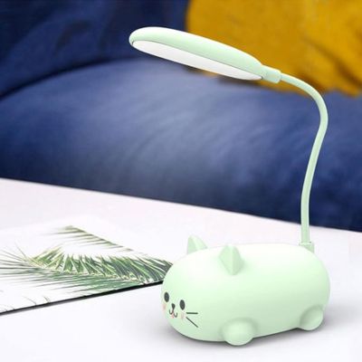 lampe-de-chevet-enfant-chat-vert-tactile